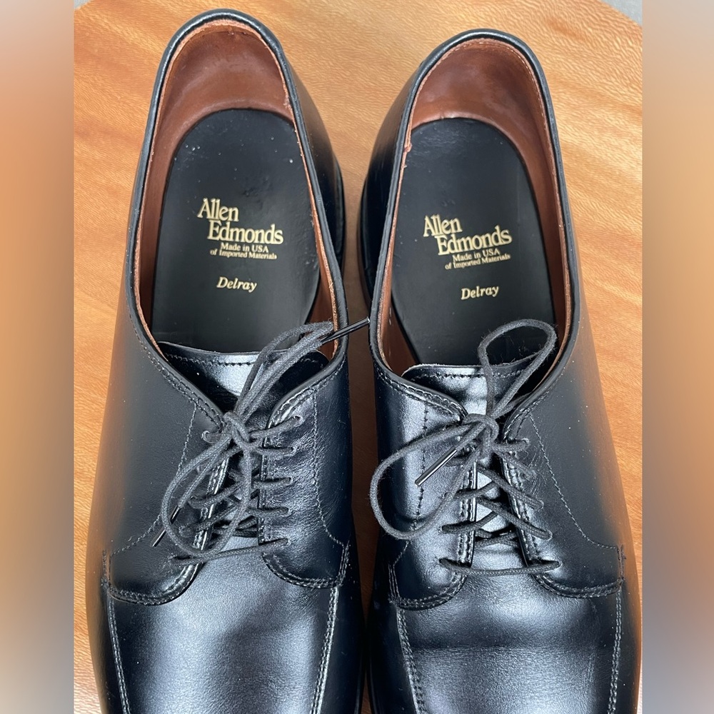 ALLEN EDMONDS Delray Split Toe Lace Up Oxfords Dress Shoes 12D Black Leather USA - Picture 3 of 16